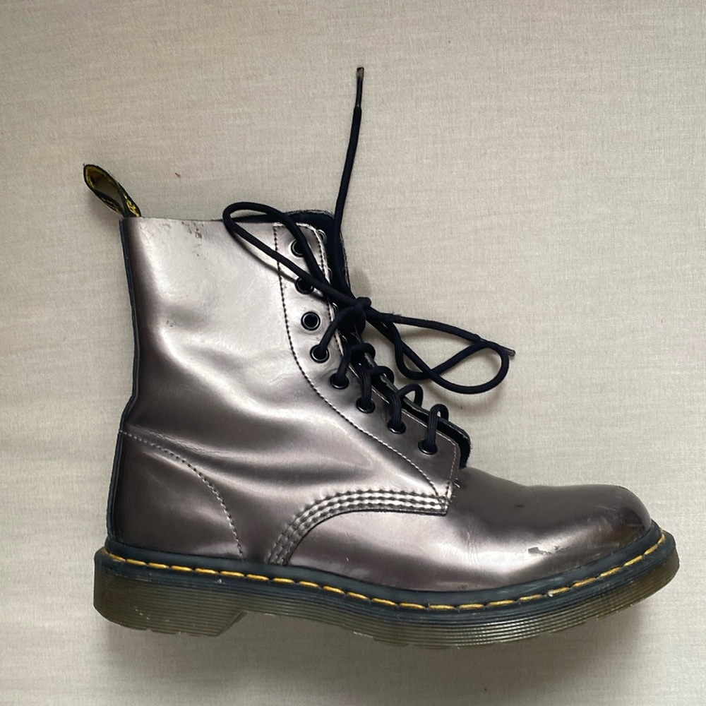 Dr. Martens Metallic Silver Combat Boots